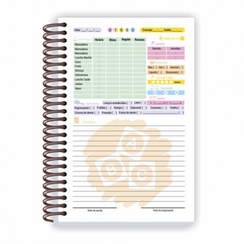 AGENDA ESCOLAR BERÇÁRIO MINI - 100 FLS - CAPA CRISTAL-20 UN